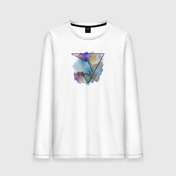 Лонгслив хлопковый мужской Акварельный медведь, цвет: белый