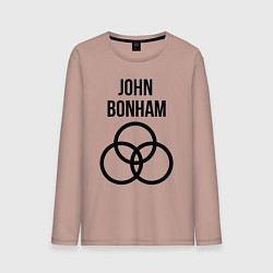 Лонгслив хлопковый мужской John Bonham - Led Zeppelin - legend, цвет: пыльно-розовый
