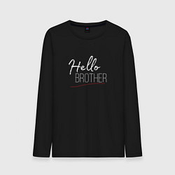 Лонгслив хлопковый мужской Hello brother-фраза Дэймона, цвет: черный