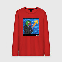 Лонгслив хлопковый мужской Pepe Stonks, цвет: красный