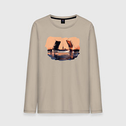 Лонгслив хлопковый мужской Закат в Питере, цвет: миндальный