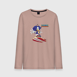Лонгслив хлопковый мужской Sonic - hedgehog - skateboarding, цвет: пыльно-розовый