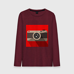 Лонгслив хлопковый мужской Фотоаппарат flat, цвет: меланж-бордовый