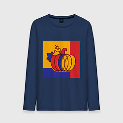 Лонгслив хлопковый мужской Тыква трехцветная винтаж, цвет: тёмно-синий