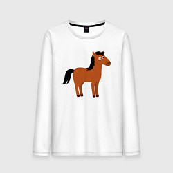 Лонгслив хлопковый мужской Забавная лошадь, цвет: белый