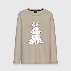 Лонгслив хлопковый мужской Милый кролик-символ года, цвет: миндальный