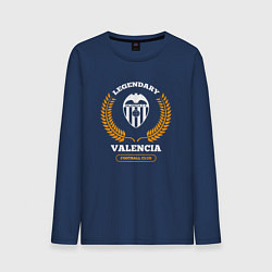 Лонгслив хлопковый мужской Лого Valencia и надпись legendary football club, цвет: тёмно-синий
