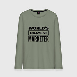 Лонгслив хлопковый мужской The worlds okayest marketer, цвет: авокадо