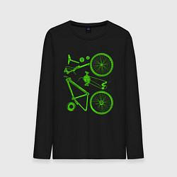 Лонгслив хлопковый мужской Детали велосипеда, цвет: черный