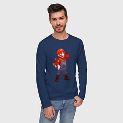 Лонгслив хлопковый мужской Марио на стиле, цвет: тёмно-синий — фото 2