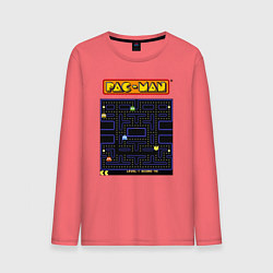 Лонгслив хлопковый мужской Pac-Man на ZX-Spectrum, цвет: коралловый