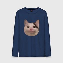 Лонгслив хлопковый мужской Polite cat meme, цвет: тёмно-синий