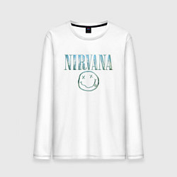 Лонгслив хлопковый мужской Nirvana - смайлик, цвет: белый