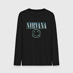 Лонгслив хлопковый мужской Nirvana - смайлик, цвет: черный