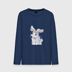 Лонгслив хлопковый мужской Пушистый кролик, цвет: тёмно-синий