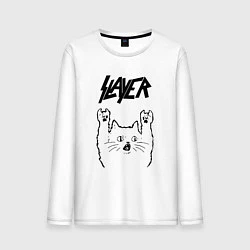 Лонгслив хлопковый мужской Slayer - rock cat, цвет: белый