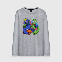 Лонгслив хлопковый мужской Персонажи игры Радужные друзья, цвет: меланж