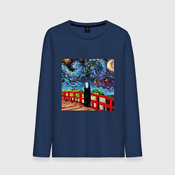 Лонгслив хлопковый мужской Безликий Гог, цвет: тёмно-синий