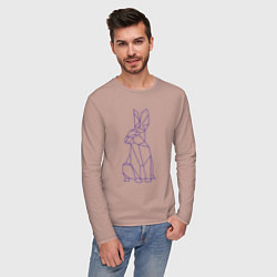 Лонгслив хлопковый мужской Символ 2023 - Синий Кролик, цвет: пыльно-розовый — фото 2