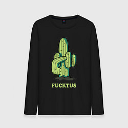 Лонгслив хлопковый мужской Cactus Fucktus, цвет: черный