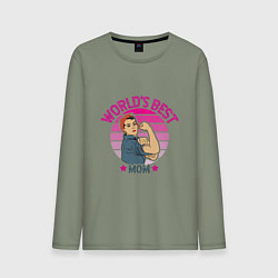 Лонгслив хлопковый мужской Лучшая мировая мама, цвет: авокадо