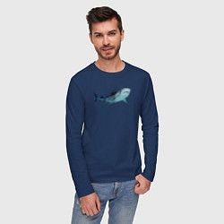 Лонгслив хлопковый мужской Realistic shark, цвет: тёмно-синий — фото 2