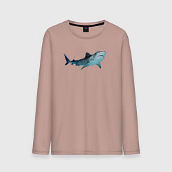 Лонгслив хлопковый мужской Realistic shark, цвет: пыльно-розовый