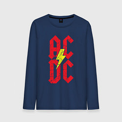 Лонгслив хлопковый мужской AC DC logo, цвет: тёмно-синий