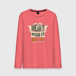 Лонгслив хлопковый мужской Dream it, Wish it, Do it, цвет: коралловый