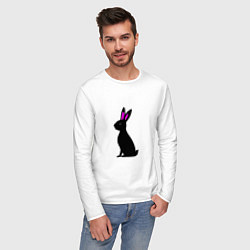 Лонгслив хлопковый мужской Черный кролик, цвет: белый — фото 2