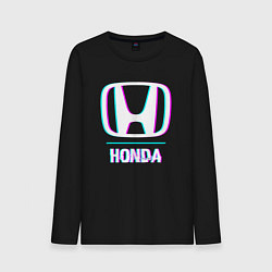 Лонгслив хлопковый мужской Значок Honda в стиле glitch, цвет: черный