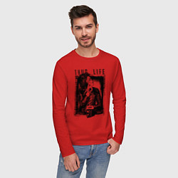 Лонгслив хлопковый мужской Майкл Джексон в куртке, цвет: красный — фото 2