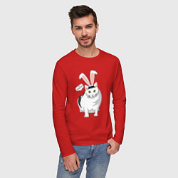 Лонгслив хлопковый мужской Кролик Бендер - 2023, цвет: красный — фото 2