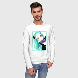 Лонгслив хлопковый мужской Ребекка из киберпанка - нетраннер, цвет: белый — фото 2