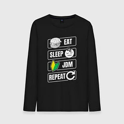 Лонгслив хлопковый мужской Eat sleep JDM repeat, цвет: черный