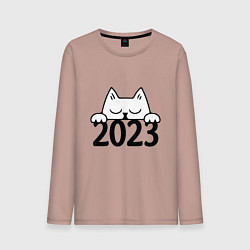 Лонгслив хлопковый мужской Cat 2023, цвет: пыльно-розовый
