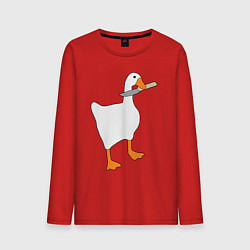 Лонгслив хлопковый мужской Опасный гусь, цвет: красный