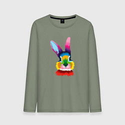 Лонгслив хлопковый мужской Поп-арт кролик, цвет: авокадо