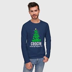 Лонгслив хлопковый мужской Ёлка крокс, цвет: тёмно-синий — фото 2