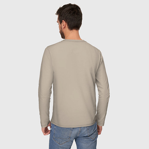 Мужской лонгслив Новогодний тирекс - ugly sweater / Миндальный – фото 4
