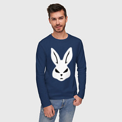 Лонгслив хлопковый мужской Evil bunny head, цвет: тёмно-синий — фото 2