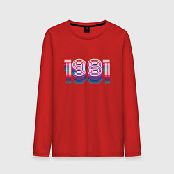 Лонгслив хлопковый мужской 1981 год ретро неон, цвет: красный