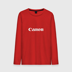 Лонгслив хлопковый мужской Canon - белый логотип, цвет: красный