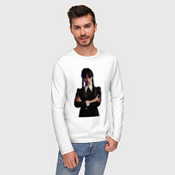 Лонгслив хлопковый мужской Уэнсдей Аддамс, цвет: белый — фото 2