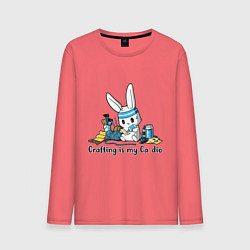 Лонгслив хлопковый мужской Ремесло - это мое призвание, цвет: коралловый