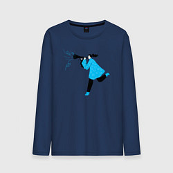 Лонгслив хлопковый мужской Музыкант бежит, цвет: тёмно-синий
