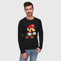 Лонгслив хлопковый мужской Классический Марио, цвет: черный — фото 2