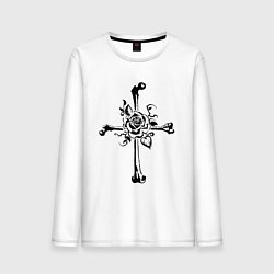 Лонгслив хлопковый мужской The Cross of Rose and Bones, цвет: белый