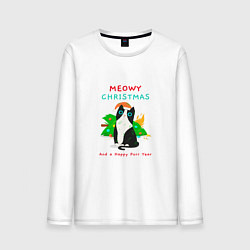 Мужской лонгслив Meowy christmas and a happy purr year holiday