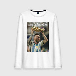 Лонгслив хлопковый мужской Lionel Messi - world champion - Argentina, цвет: белый